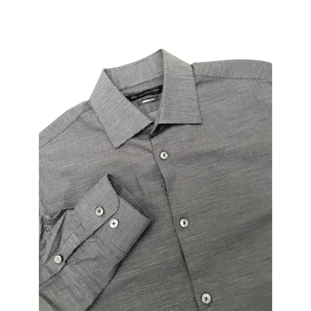 John Varvatos Polka Dot Button Up Long Sleeve Shirt Size 15 1/2 Large Black